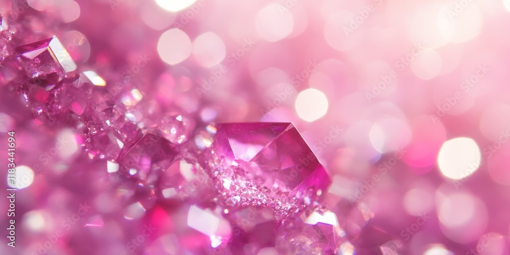 Poster abstract pink crystal background with a defocused bokeh effect, creating a sparkling ambiance. this 