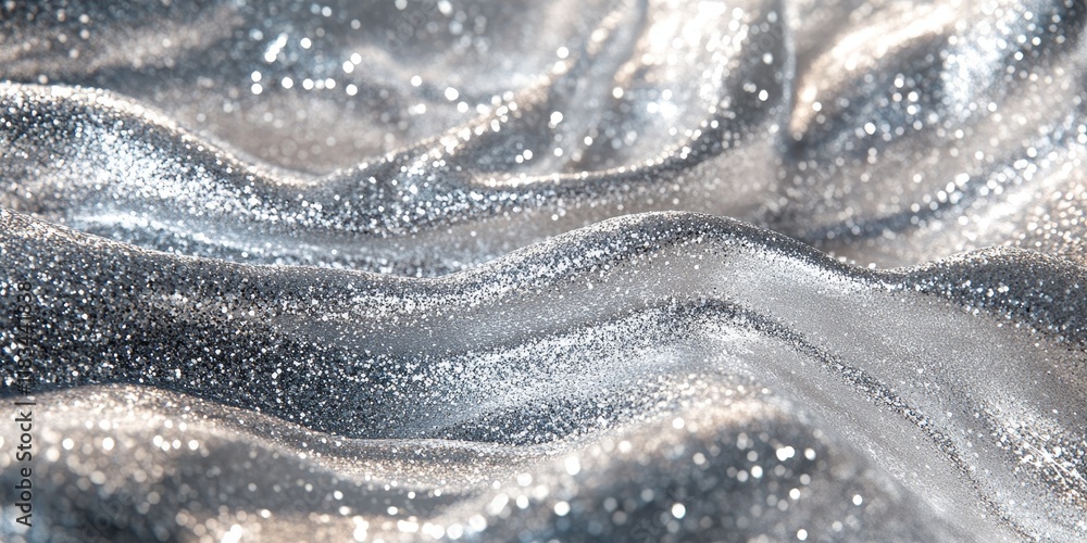 Aufkleber the background features a shimmering silver hue, adorned with an abstract texture filled with sparkl