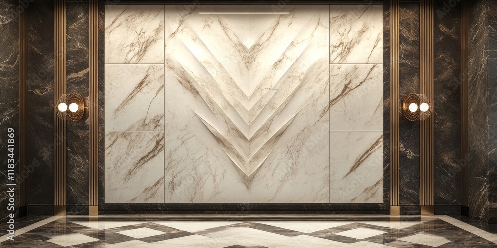 Poster decorative marble wall featuring an elegant design of a flag, emphasizing the artistic structure of 