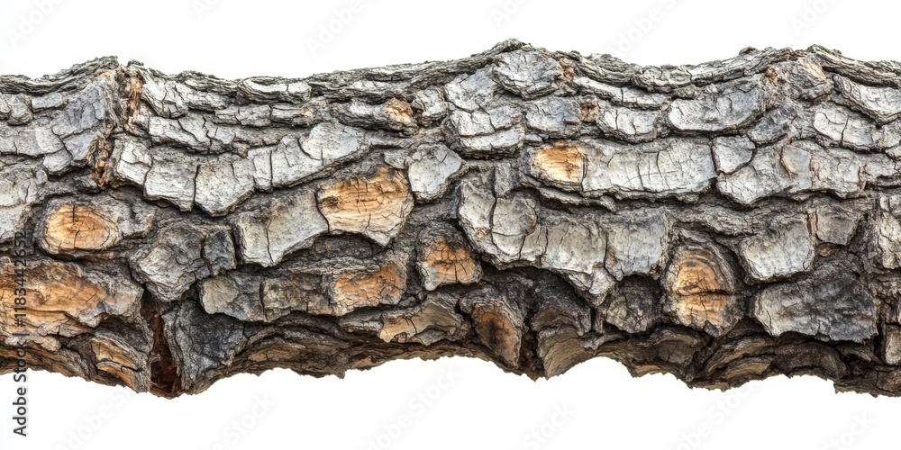 Aufkleber isolated trunk of a tree displayed on a white background, showcasing the unique texture and features