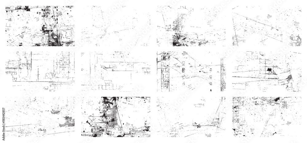 Poster overlay textures set stamp with grunge effect. old damage dirty grainy and scratches. set of differe
