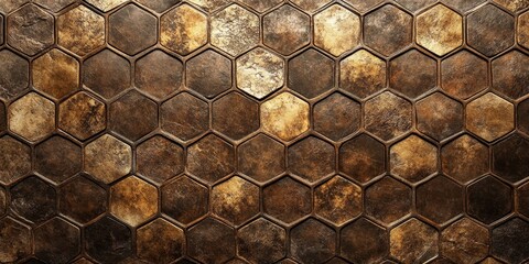 A background featuring a textured pattern of hexagon tiles in shades of brown and blonde. This intricate design highlights the rich tones of both brown and blonde.