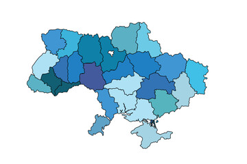 Ukraine map with regions vector illustration, Ukraine Political map and administrative divisions, vector illustration map of Ukraine with borders, colorful map of Ukraine with states, cities, Province