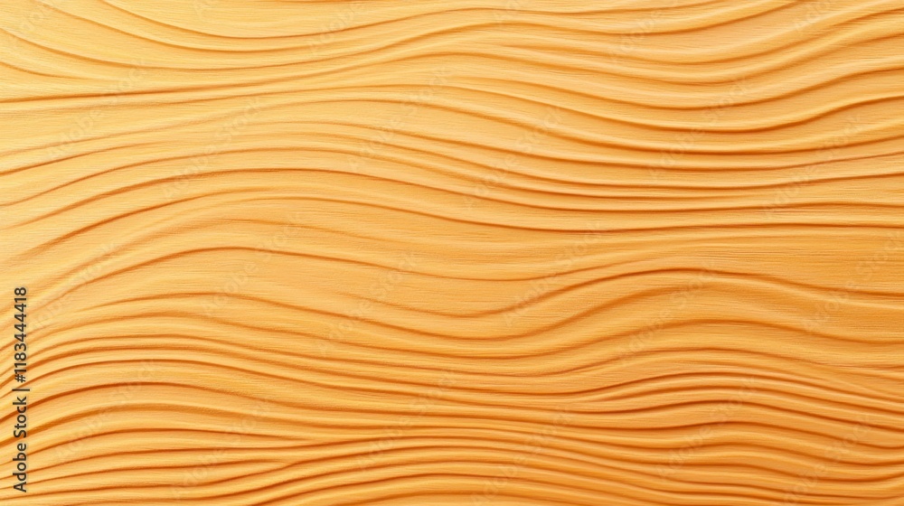 Poster elegant and textured golden wood background with flowing waves and gentle curves for a modern and ar