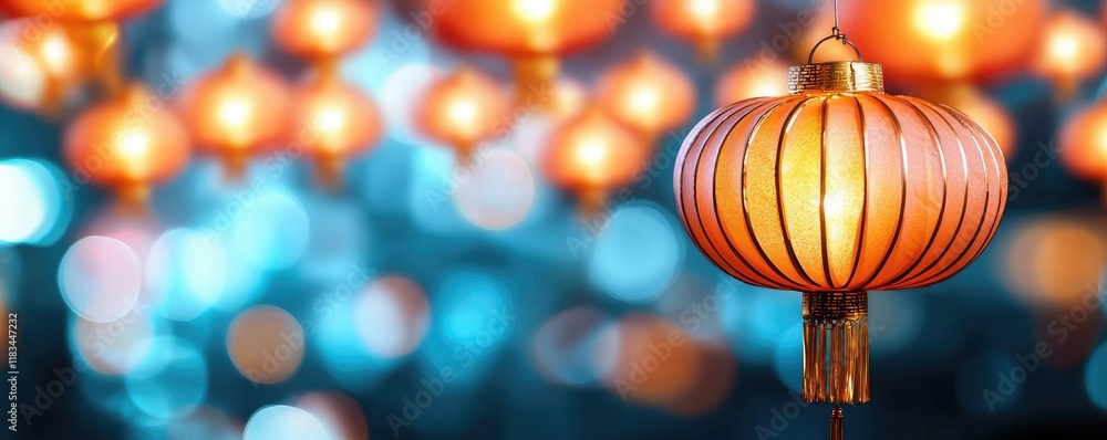 Aufkleber chinese new year lighting concept. beautifully illuminated lanterns create a festive atmosphere with