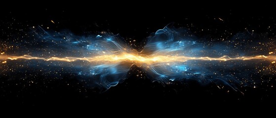 dark background with a blue and gold light streak