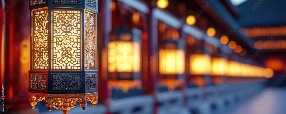 Aufkleber chinese new year lighting concept. illuminated ornate lanterns creating a serene atmosphere at twili