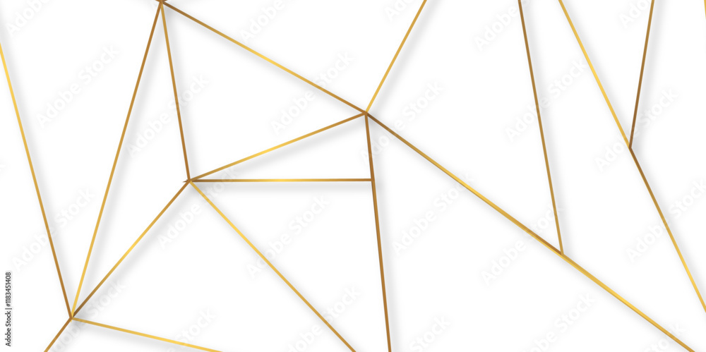 Poster abstract geometric background with gold lines triangles. trendy random diagonal lines image gold sto