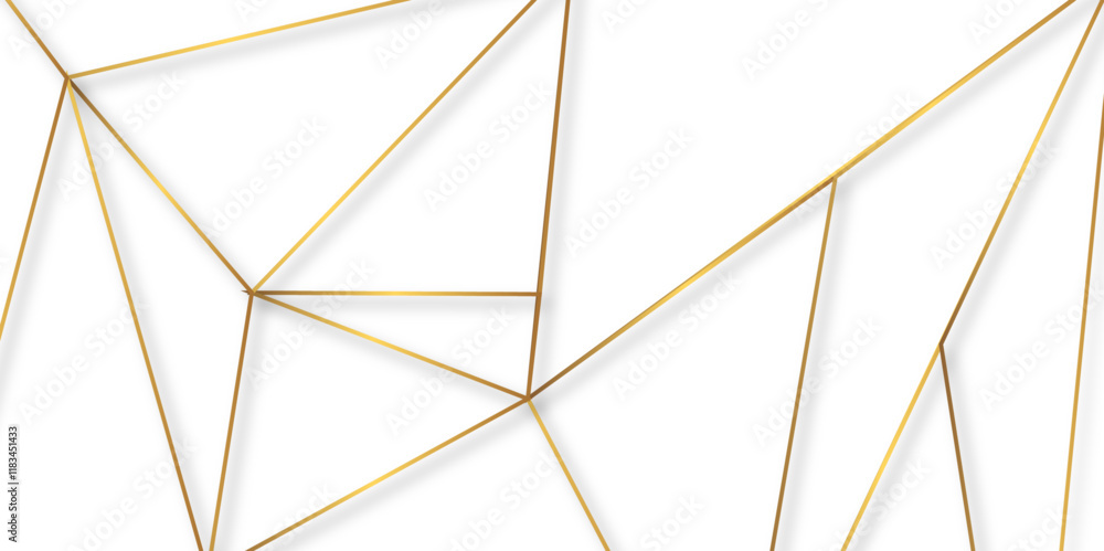 Poster abstract geometric background with gold lines triangles. trendy random diagonal lines image gold sto