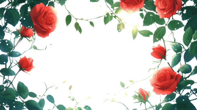 Poppy Flower Frame with Red Floral Border