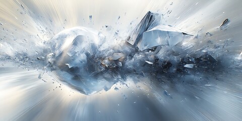 Shattering ice sphere explosion.