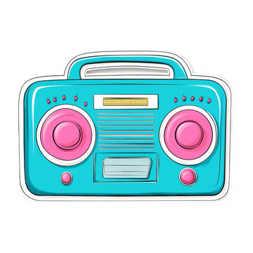 recommend clip art: Cool retro sticker with old technology