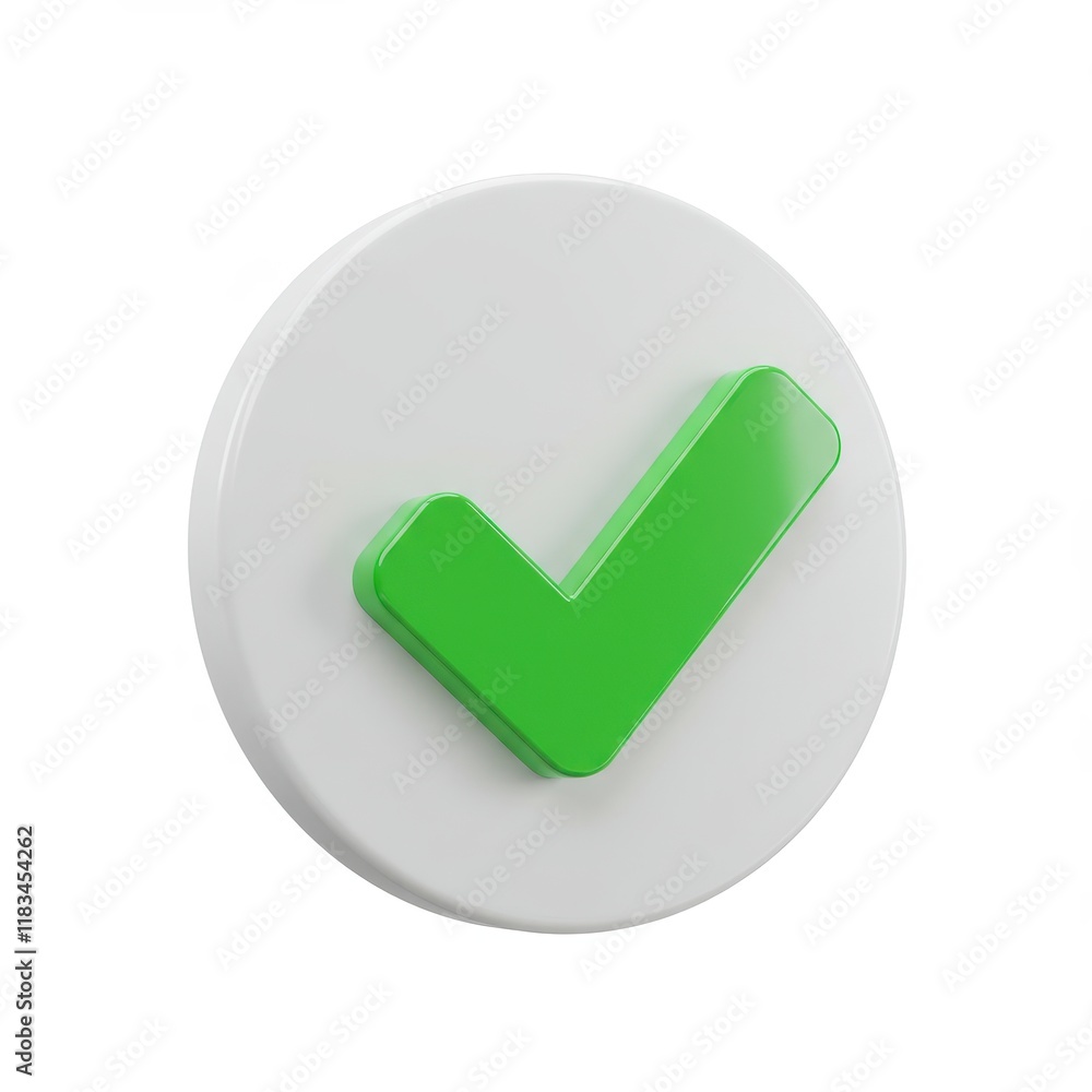 Poster a green check mark in a circle 3d render icon isolated on white background