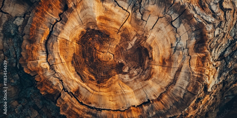 Poster tree trunk cut, captured from an aerial perspective, showcasing the intricate details of the tree tr