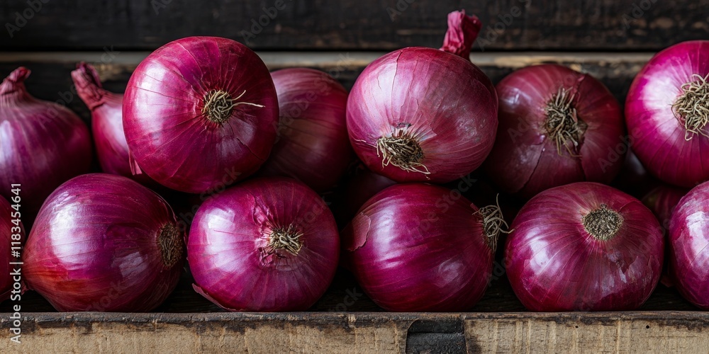 Poster a stack of large, round red onions showcasing vibrant colors and textures these red onions are perfe