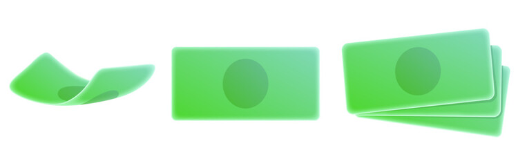 illustration Green banknote Currency set 1