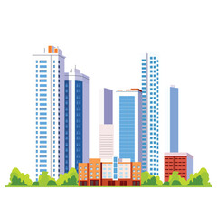 Obraz premium Hotel Apartment Office Building Landscape with Cityscape in the City in Bright Sky