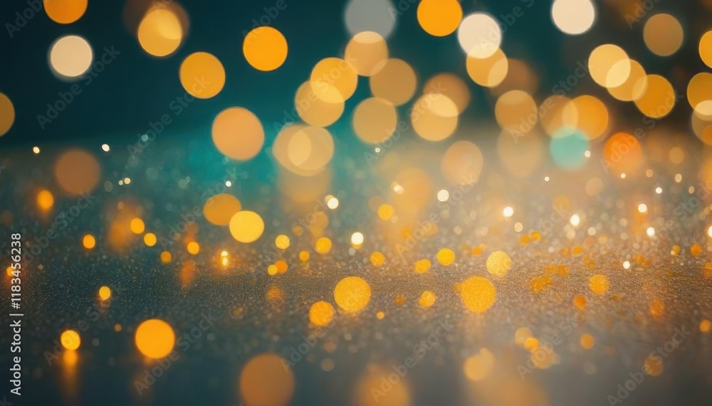 Poster abstract golden bokeh background with soft glittering lights
