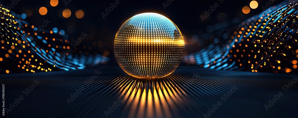 Aufkleber gold abstract background idea. a mesmerizing golden sphere surrounded by vibrant, dynamic light patt