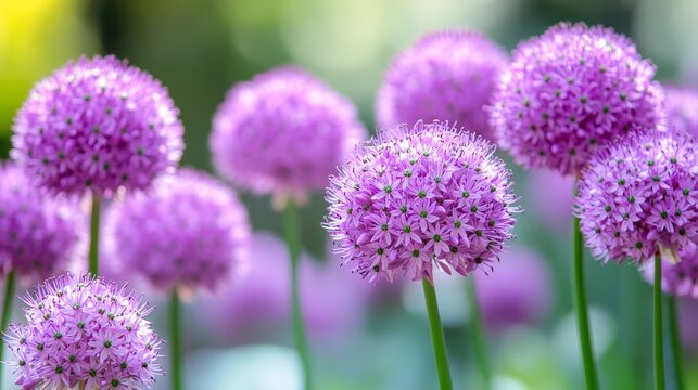 Summer Beauty flowers of Allium Millenium, also known as Ornamental Onion, thrive beautifully in the garden. The Allium Millenium showcases stunning blooms that enhance any garden space.