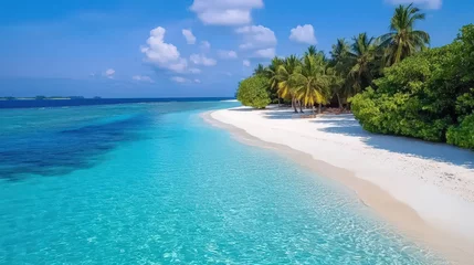 Poster de jardin  Ultra-sharp drone shot of a pristine beach turquoise waters white sand patterns  © Petchladda