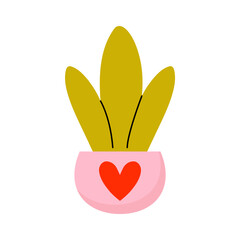 Colorful potted plant with heart design in a cheerful and modern style
