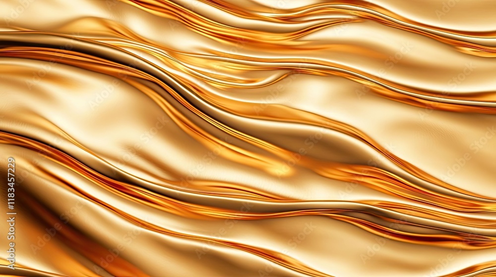 Poster gold abstract background idea. beautiful golden fabric texture with elegant wavy patterns and smooth