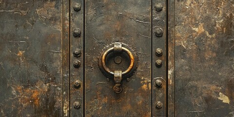 Fototapeta premium A hermetic door representative of unique designs found in bunkers, showcasing the intriguing features of a hermetic door often seen in historical contexts.