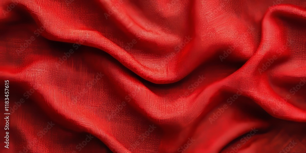 Poster Red artificial fabric texture creates a striking background. The vibrant red artificial fabric texture adds depth and style, making it perfect for various design applications and projects.