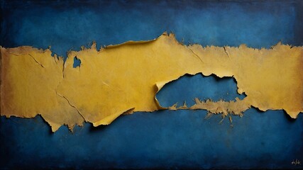 blue and yellow paper drawing background with torn texture