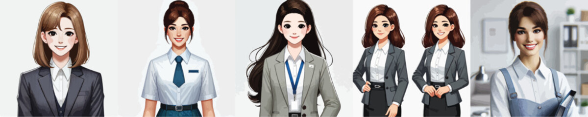 vector collection of beautiful female office worker characters