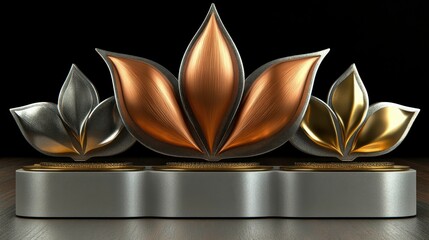 A pristine sports podium isolated in the center, with platforms for gold, silver, and bronze medals, ideal for celebrating competitive victories.