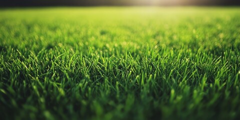 Fototapeta premium Close up view of lush green grass in a meadow, showcasing the vibrant texture of green grass, perfect for illustrating the beauty of nature s green grass in a tranquil setting.