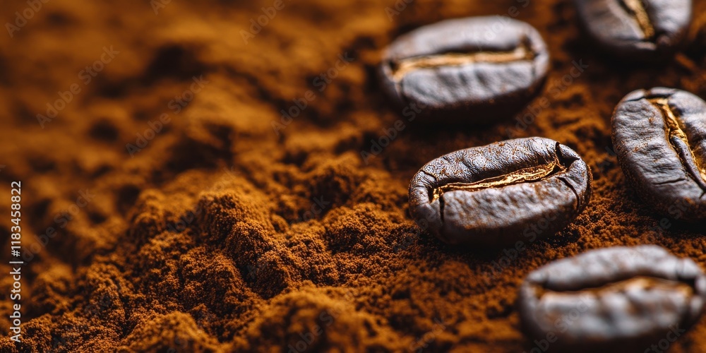 Poster coffee powder creates a rich background texture, enhancing the visual appeal with its fine particles