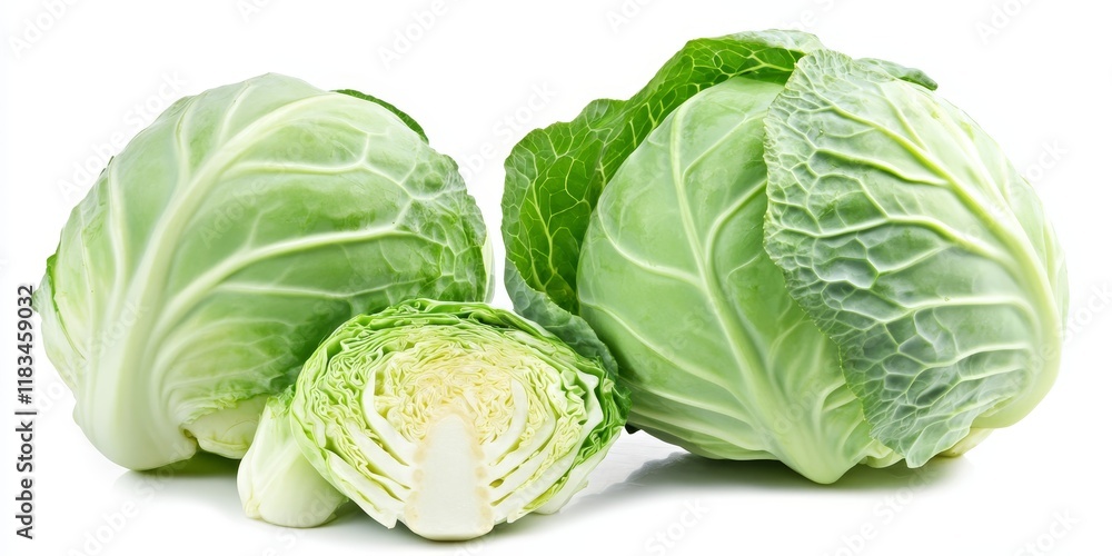 Aufkleber green cabbage isolated on a white background with a clipping path. this cabbage image showcases the 