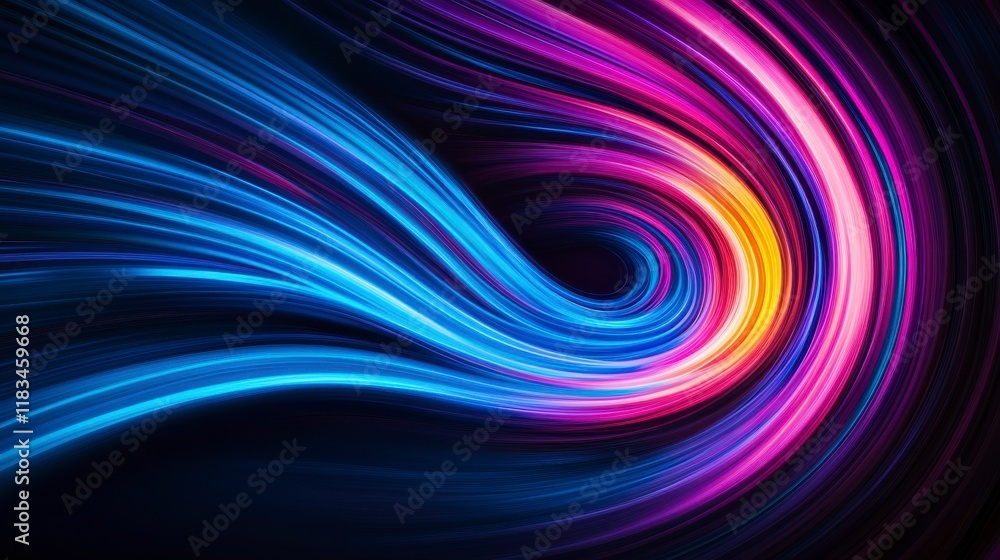 Poster a vibrant swirl of colorful light trails creating a dynamic and energetic visual experience in a dar