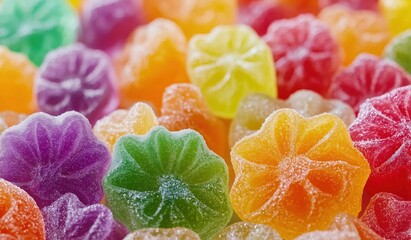 Close-up of colorful sugar gummy candies