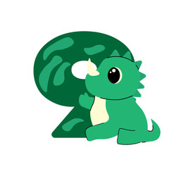 Cute Dino and The Number 9 Nine Year Old