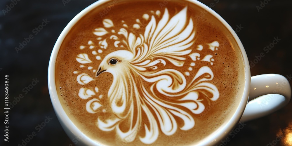 Poster delight in the charm of my afternoon favorite latte art, showcasing intricate designs that make each