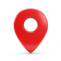 A red map address location pin pointer 3D icon isolated on white background