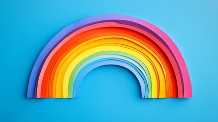 Fototapeta premium Rainbow creation made easy with step by step instructions. Discover how to craft a vibrant Rainbow using paper. Gather your tools like glue, colored paper, and scissors for a fun DIY Rainbow project.