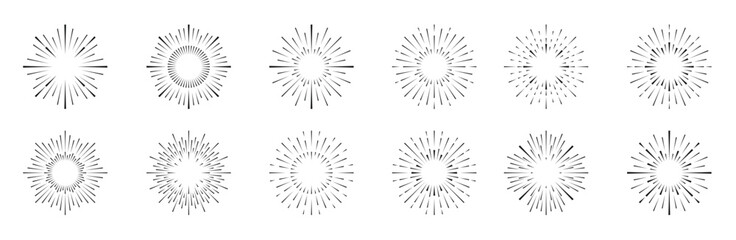 hand drawn sunbursts collection