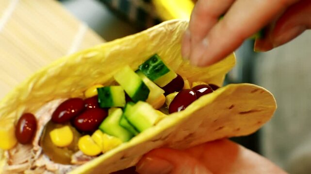 Homemade American soft shell beef tacos	