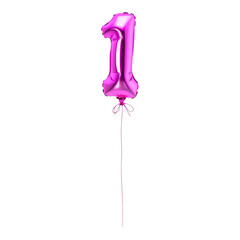 Bright pink number "1" balloon with a glossy texture.