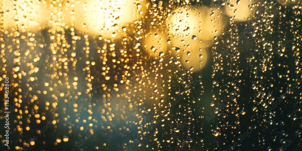 Poster glistening drops of water adorn a window, creating a beautiful display. the captivating drops of wat