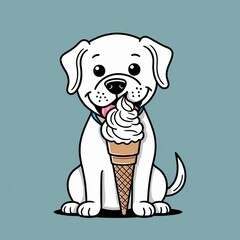 Fototapeta premium cartoon dog with ice cream cone