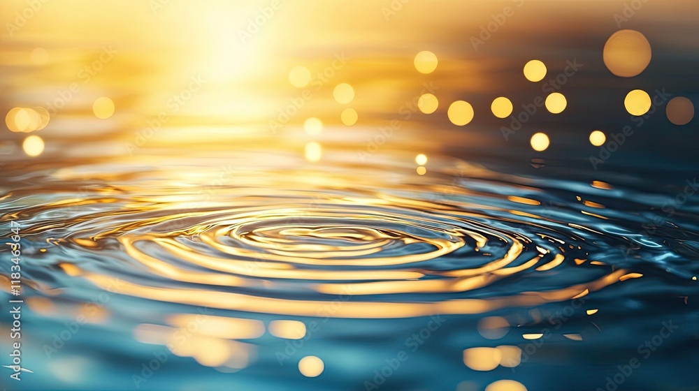 Poster gold abstract background idea. serene water surface reflecting golden light with gentle ripples and 