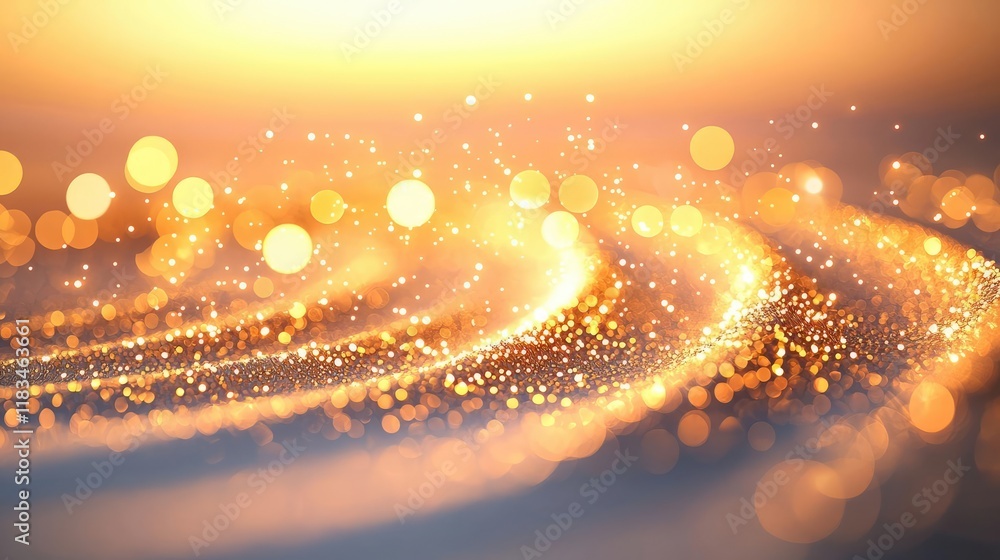 Poster gold abstract background idea. a mesmerizing swirl of shimmering golden lights and sparkles against 