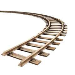 Fotobehang An old wooden train track with curve isolated on transparent background © Minu Mamtaj