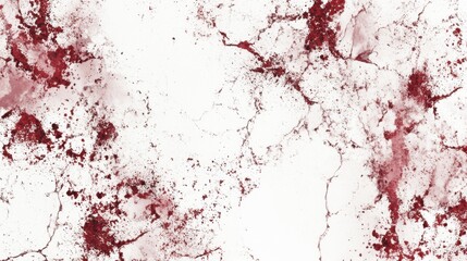 A stylized depiction of blood splatter, resembling a forensic or horror-themed design, on a spotless white background.